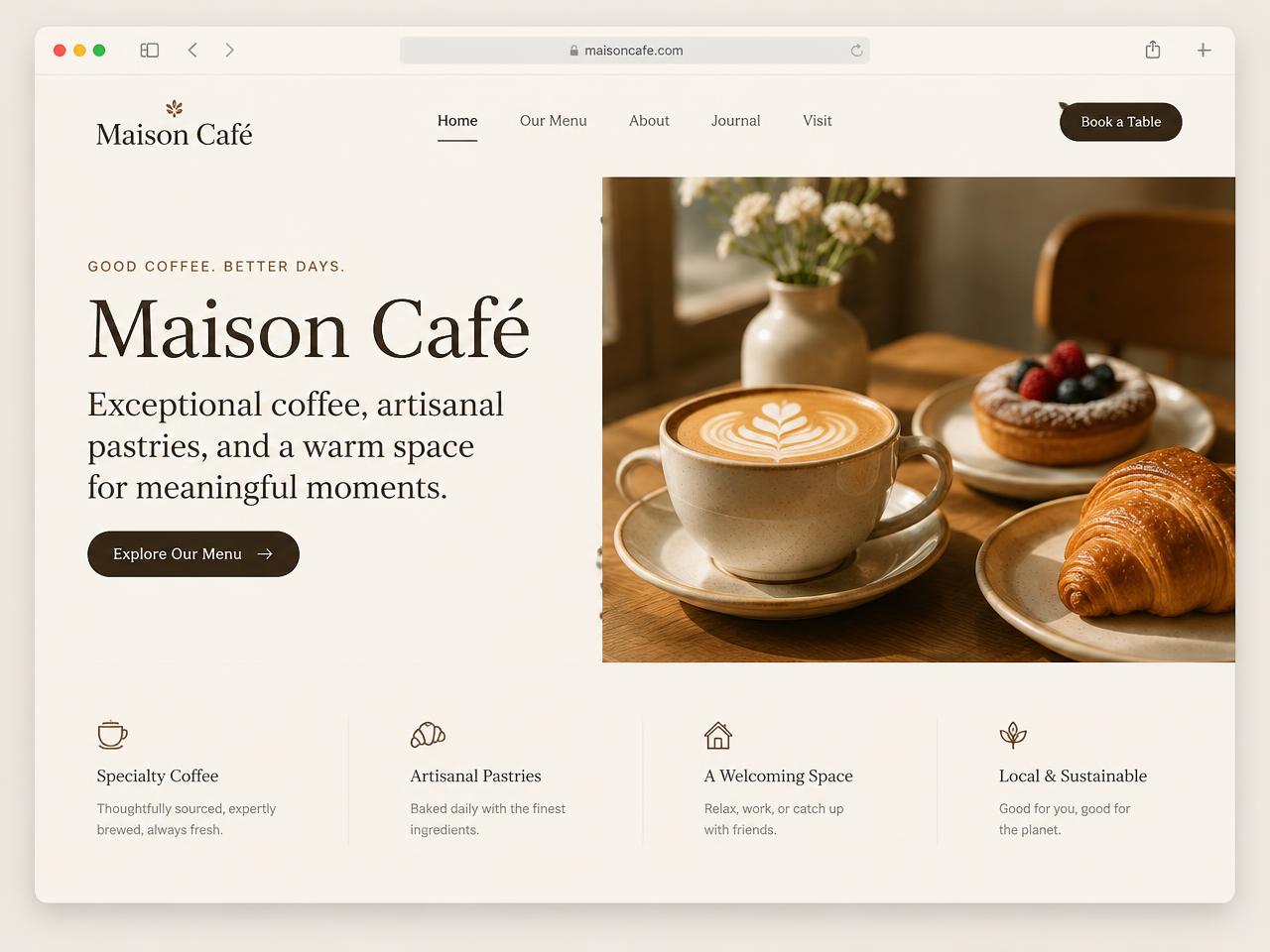 Maison Café website homepage